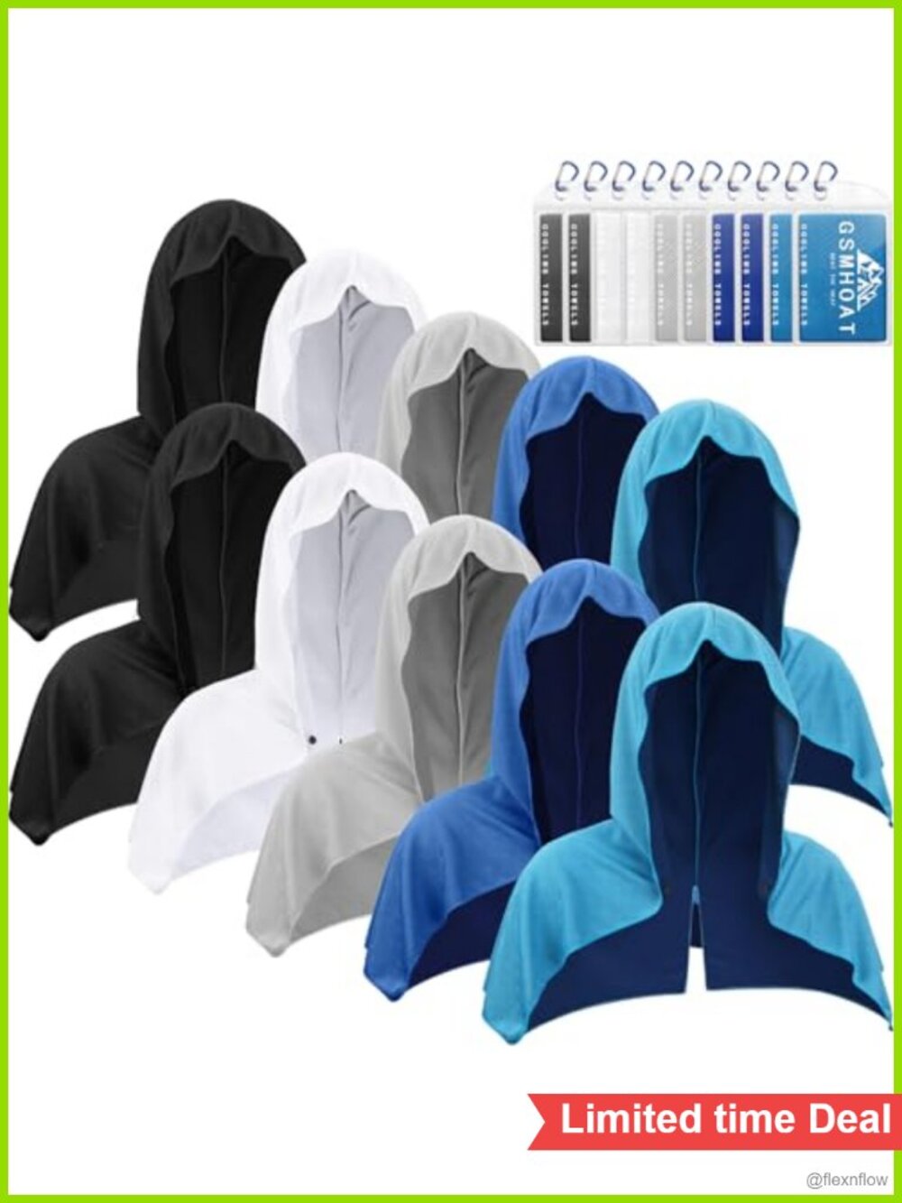 10 PCS Cooling Hoodie Towels UPF 50+ Sun Protection for Workout Gym Outdoor Work